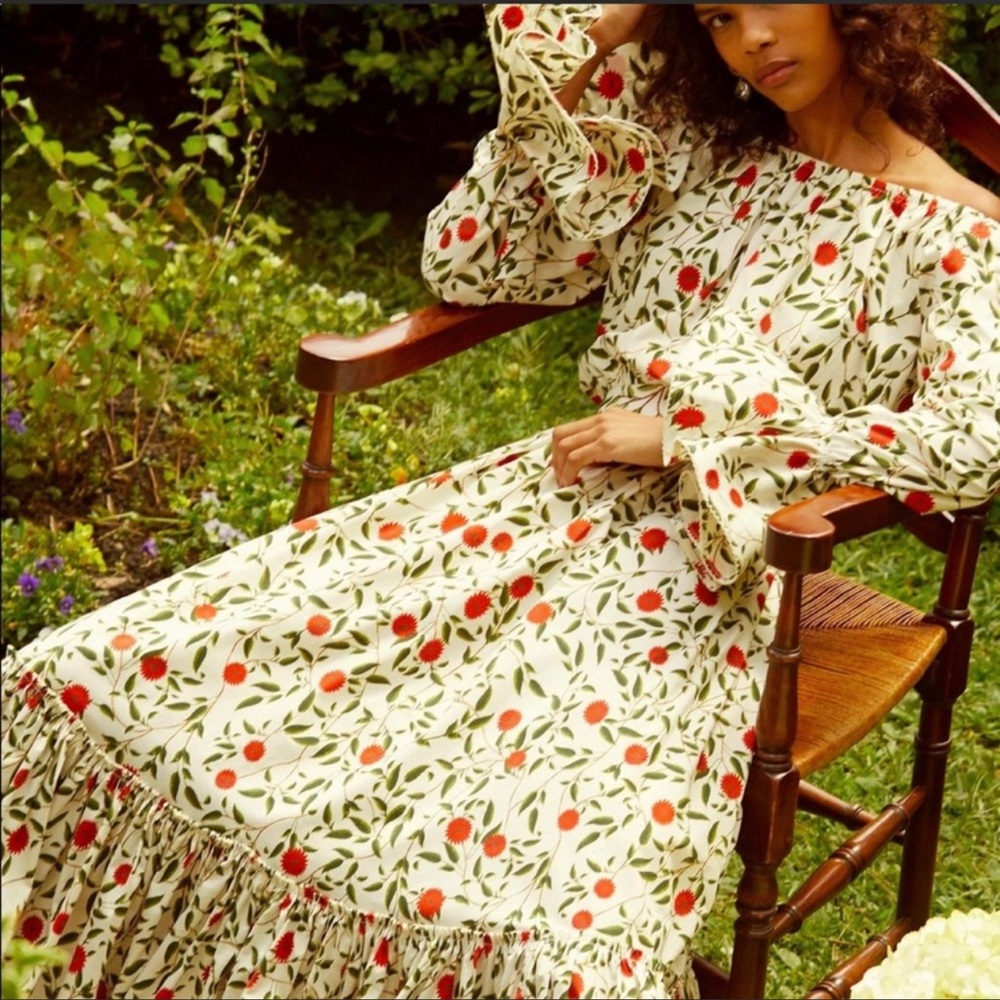 NWT Agua Bendita Wallflowers Almendra Hedera Floral Maxi Dress. Medium